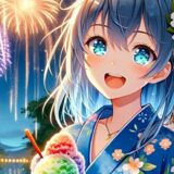 女の子花火大会画像